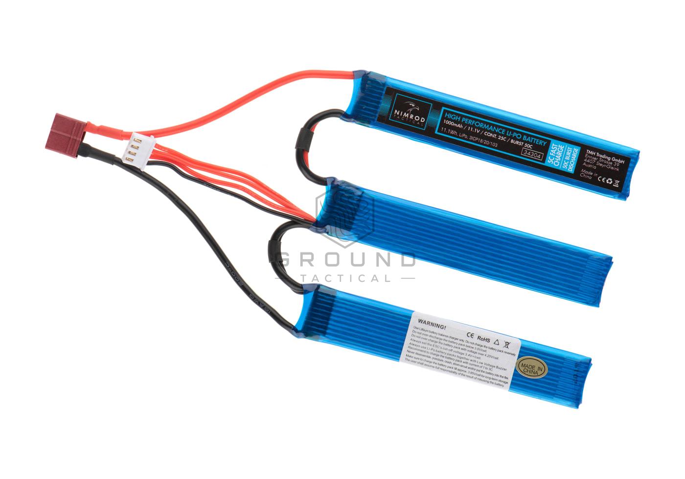 Batería Nimrod LiPo 11,1 V 1000 mAh 25C dividida T-Plug