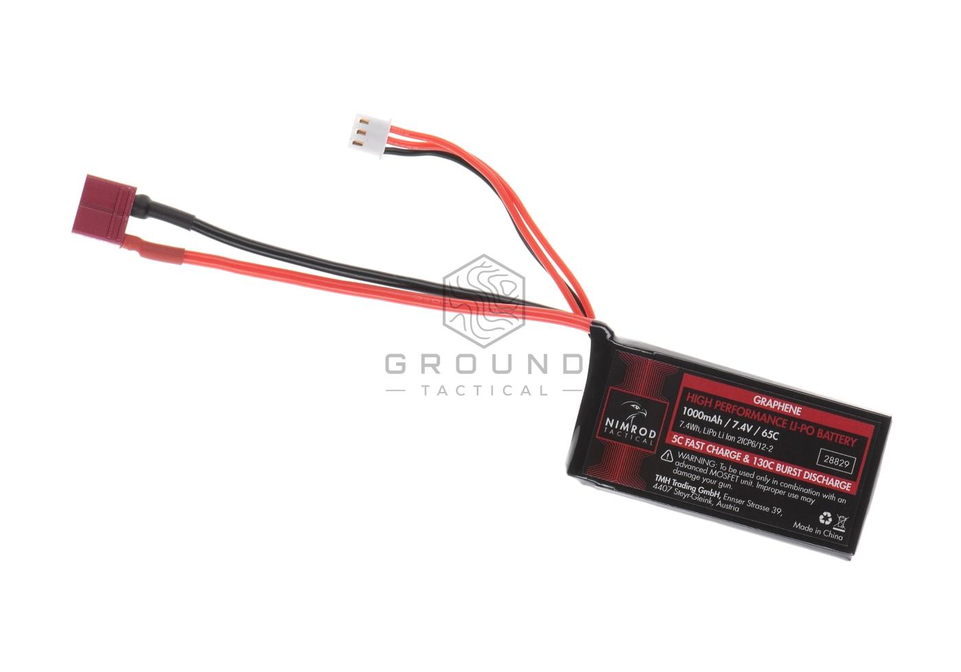 Batería Nimrod LiPo 7,4 V 1000 mAh 65C grafeno formato PEQ T-Plug