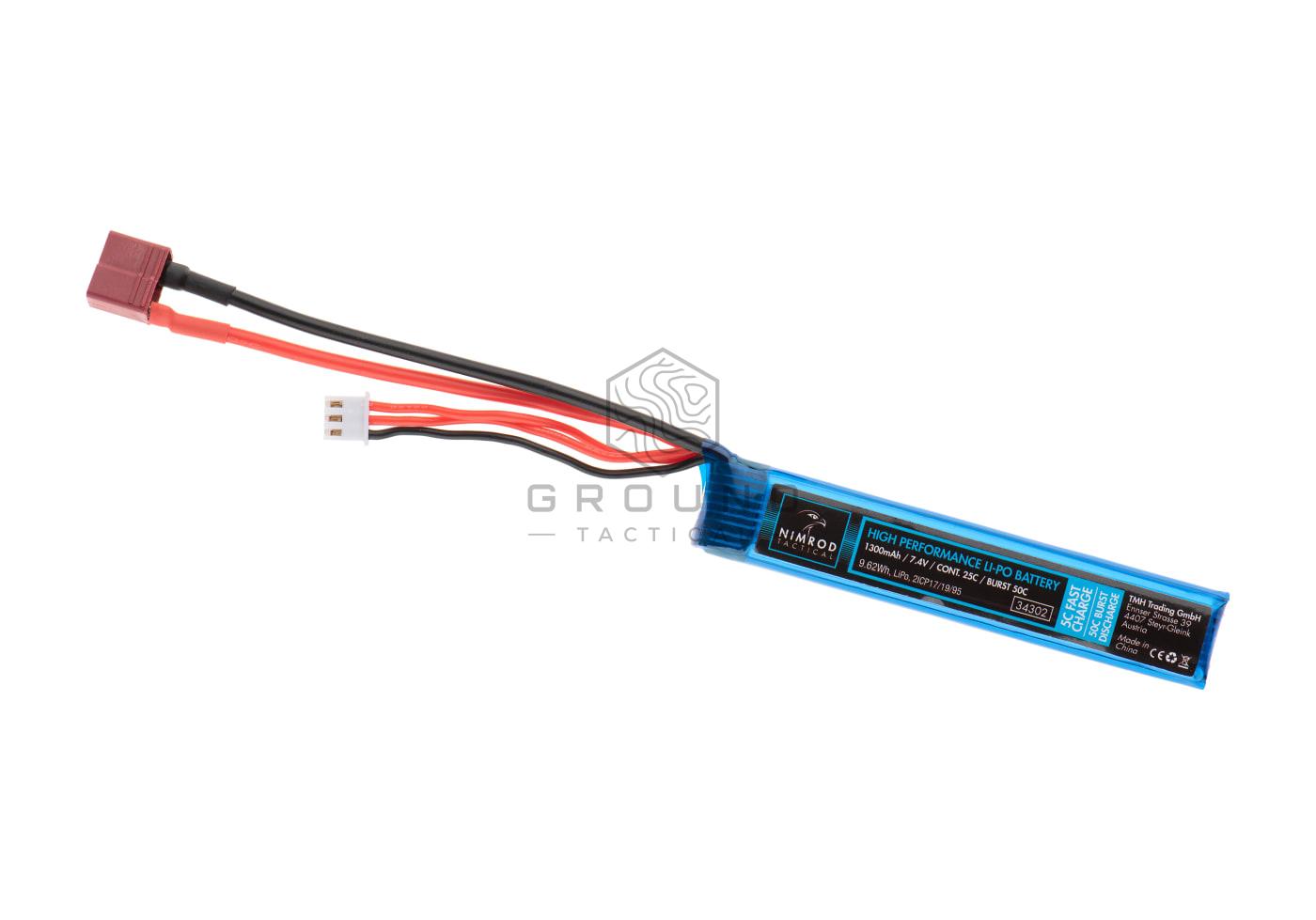 Batería Nimrod LiPo 7,4 V 1300 mAh 25C formato Buffer Tube T-Plug