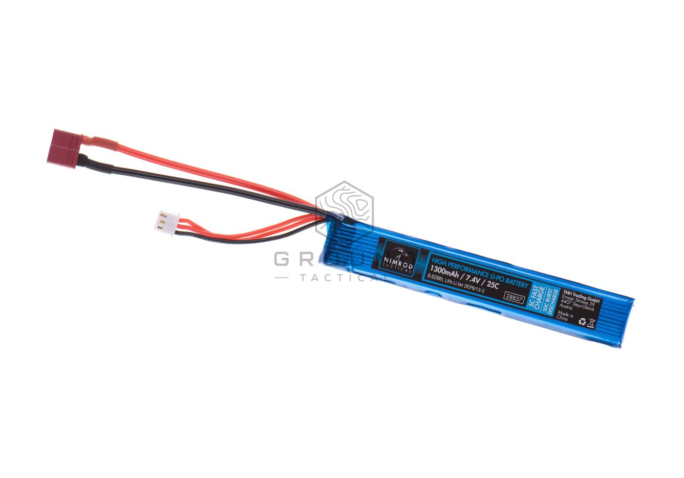 Batería Nimrod LiPo 7,4 V 1300 mAh 25C para tubo de culata T-Plug
