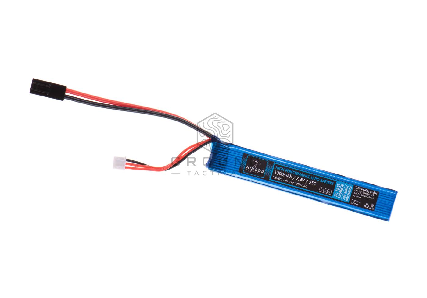 Batería Nimrod LiPo 7,4 V 1300 mAh 25C para tubo de culata
