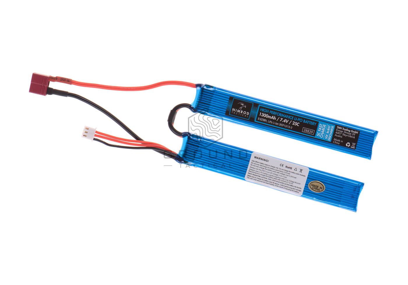 Batería Nimrod LiPo 7,4 V 1300 mAh 25C doble T-Plug