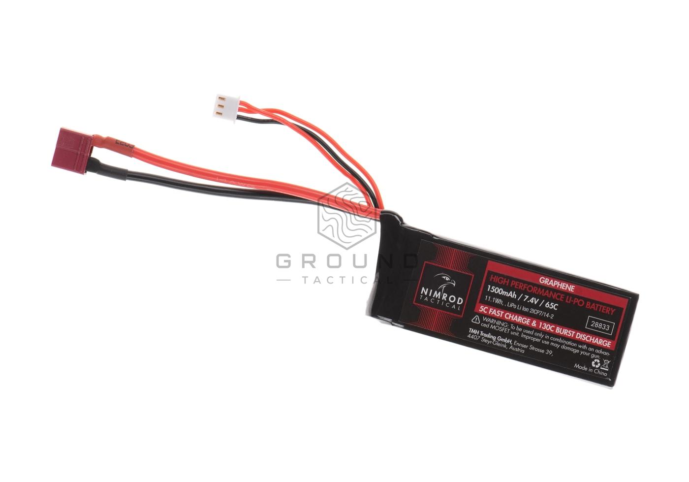 Batería Nimrod LiPo 7,4 V 1500 mAh 65C grafeno formato mini T-Plug