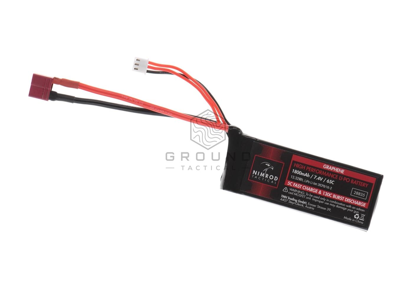 Batería Nimrod LiPo 7,4 V 1800 mAh 65C grafeno formato mini T-Plug