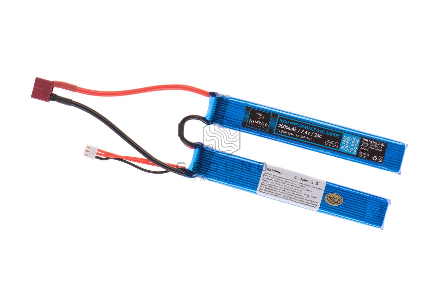 Batería Nimrod LiPo 7,4 V 2000 mAh 25C doble T-Plug